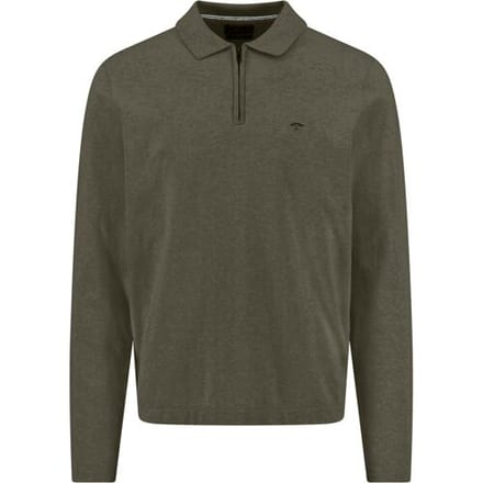 Fynch-Hatton Polo Zip Superflex Subtle Mélange Donker Khaki / male