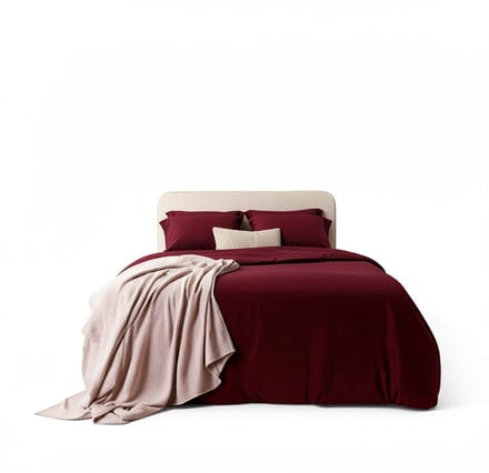 Coco & Cici - Eco Bamboe Sateen Dekbedovertrek Bordeaux - 140x220 + 1 kussensloop 60x70