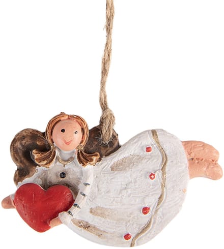 Clayre & Eef Kersthanger Engel 7x1x5 cm Wit Kunststof