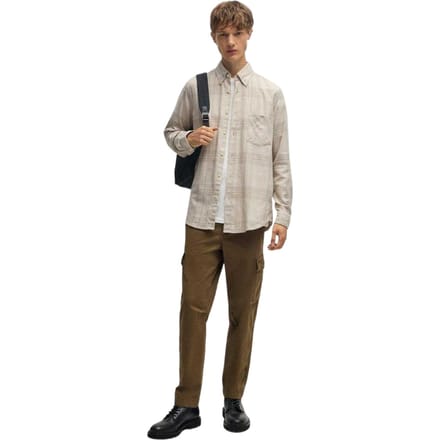 Boss Herenoverhemd Rickert_M, reguliere pasvorm, met knopen (Licht Beige)