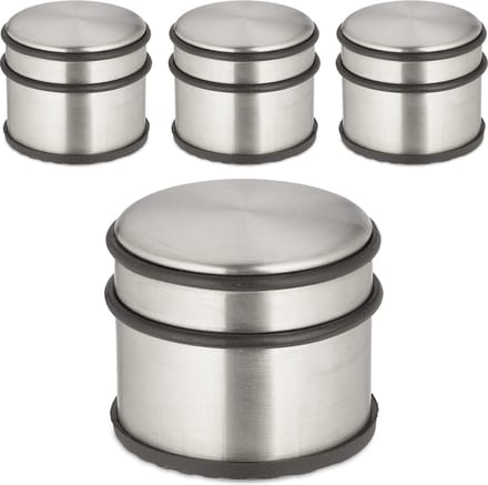 deurstopper rvs - set van 4 - 7,5 x 9 cm - zilver-zwart