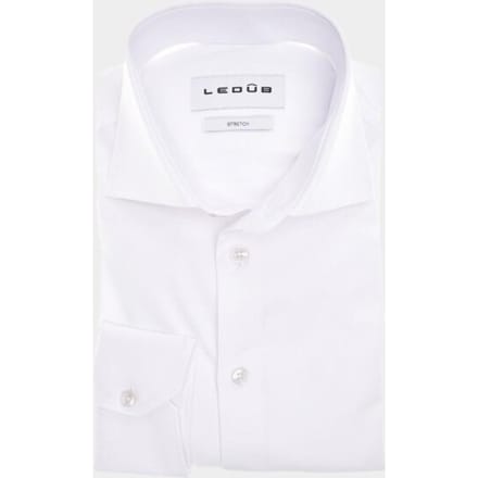 Ledub modern fit overhemd - popeline - wit - Strijkvriendelijk - Boordmaat: 48