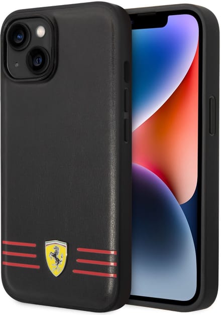 Ferrari Back cover - iPhone 14 Plus & 15 Plus - Zwart - Slank design - Goede grip - Premium uitstraling