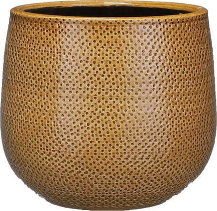 Mica Decorations Bloempot - okergeel - relief - keramiek - 21 cm - plantenpotten
