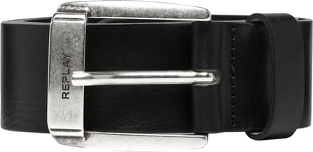 REPLAY Leren Riem Classic Belt W85 Black Zwart