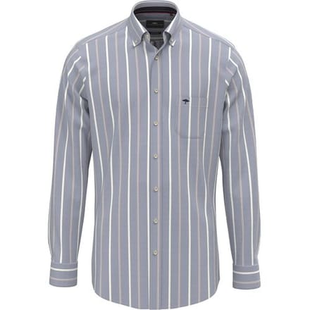 Fynch-Hatton Overhemd Washed Oxford Multi Stripe Harbor Blue / male
