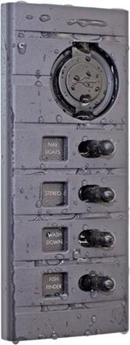 Schakelpaneel, 4 schakelaars, met zekering, verlichting en 2x USB aansluiting