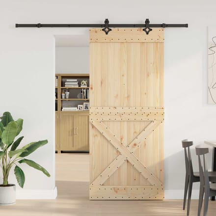 vidaXL - Schuifdeur - NARVIK - Naturel - en - Zwart - 100 - x - 210 - cm - (213,5 - cm)