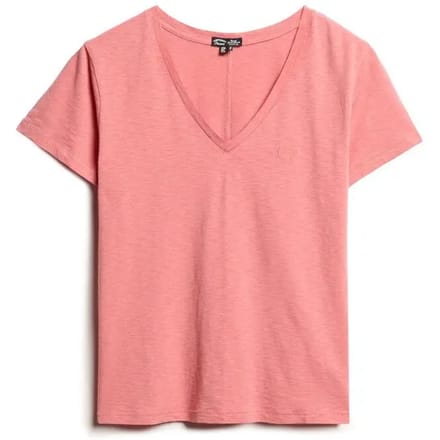 V-hals geborduurd T-shirt dames Superdry Slub