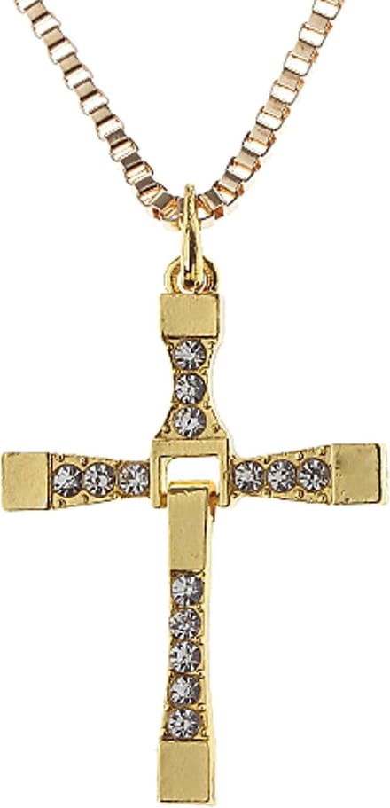 Fako Bijoux® - Ketting - Kruis - Kristal - Classic - Goudkleurig