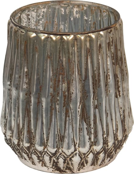 Clayre & Eef Theelichthouder Ø 15x17 cm Goudkleurig Glas Waxinelichthouder