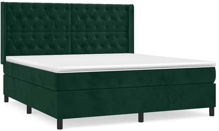 vidaXL - Boxspring - met - matras - fluweel - donkergroen - 160x200 - cm