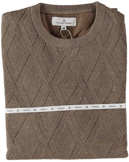 Fellows United Pullover Premium Crew Neck Argyle Struct. Brown (52.1150 - 145)