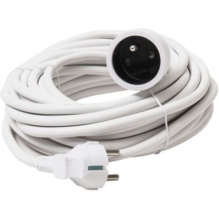 Rallonge électrique 10 mètres 3500W max. Câble rond 3x1,5mm² blanc