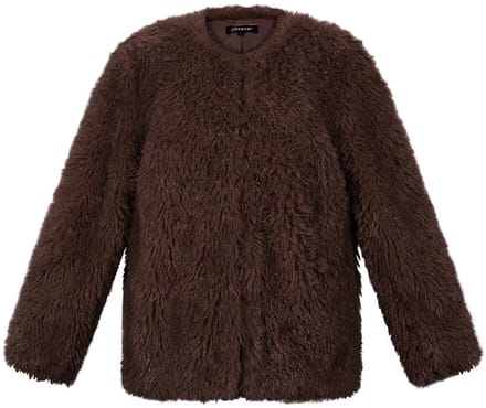 Comfortabele Geweven Polyester Damesjas met Zachte Pluizige Textuur - Bruin - Maat S