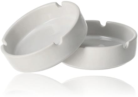 Asbak voor Buiten – Set van 2 – Stormasbak – Wit Keramiek – Ø 8,8 cm – Rond – Terrasasbak – Asbak Buiten
