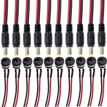 RUNCCI-YUN 12V 5A DC Paneelmontage Plug met 10 DC Power Jack Socket 5.5mm x 2.1mm