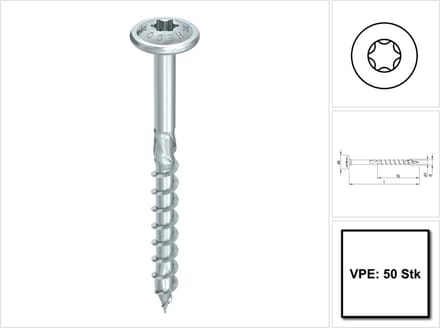 Heco Topix-Plus Schroeven - Torx tellerkop - 8x 140mm - Deeldraad (50 stuks)