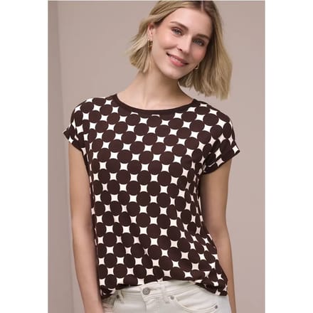 Shirt met boothals en print