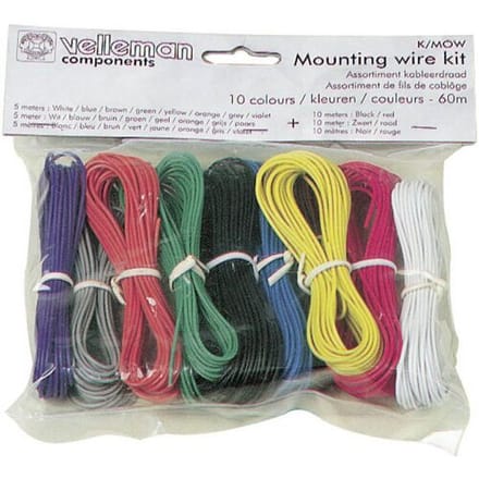 Velleman Set montagekabels - 10 kleuren - 60m - meeraderig