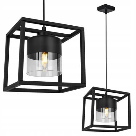 Hanglamp Roma Cage Zwart Glas E27 - Stijlvolle Loft Verlichting