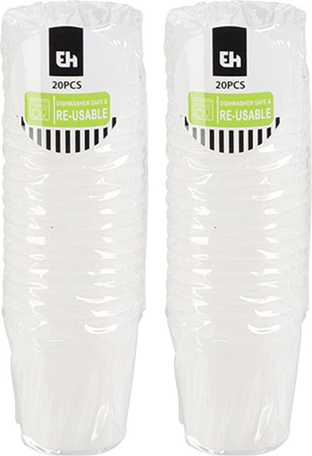 Excellent Houseware shotglas - 40x - wit - kunststof - 30 ml - herbruikbaar