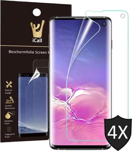 4x Screenprotector geschikt voor Samsung Galaxy S10e | Glas PET Folie Screen Protector Transparant iCall | Full-Screen