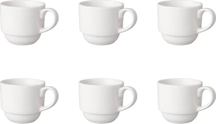 Mammoet - Koffiekop breed - Budgetline - 20 cl - Wit - Porselein - 6 stuks