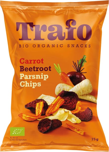 Trafo Groentechips - Wortel, Pastinaak & Rode Biet 75GR
