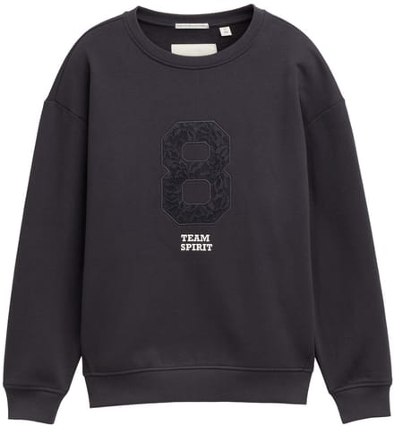 Tom Tailor - Oversized sweatshirt met applicatie - Maat 128 - coal grey