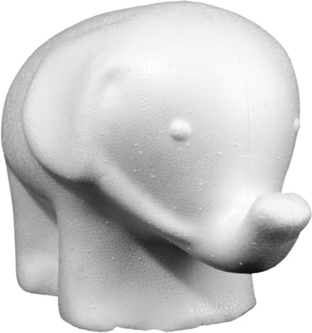 Hobbygroep styropor olifant knutsel figuur wit 14,5 cm decoratie.