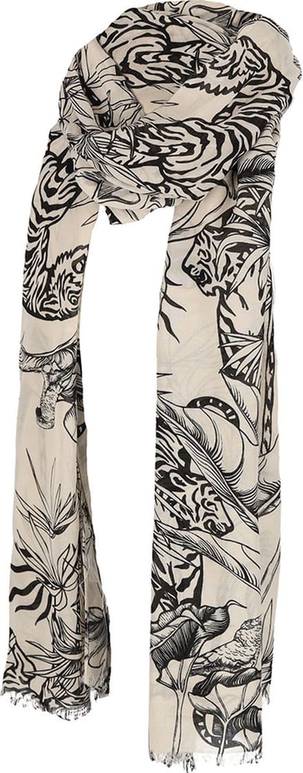 Sjaal-Dames Gebloemd Zwart-Beige Sjaal voor Vrouwen