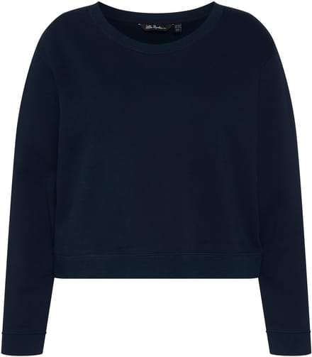 Ulla Popken - Dames - sweatshirt kort oversized ronde hals lange mouwen - Marine - Maat 46+