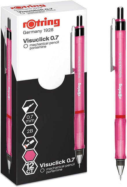 rOtring Visuclick-vulpotlood | 0,7 mm | 2B-stift | Felroze behuizing | 1 stuk