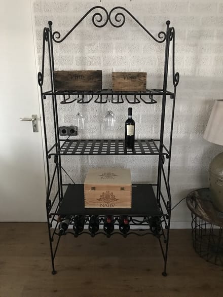 Groot Wijnrek - Mat zwart - Nostalgische kast