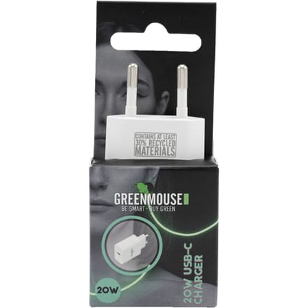 Oplader Green Mouse USB-C 20w wit blisterverpakking