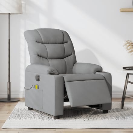 vidaXL - Massagestoel - elektrisch - verstelbaar - stof - lichtgrijs