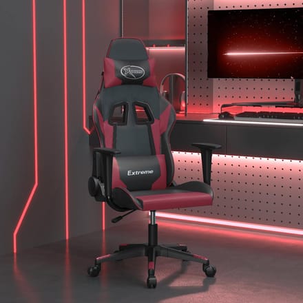 vidaXL - Massage - gamestoel - kunstleer - zwart - en - wijnrood