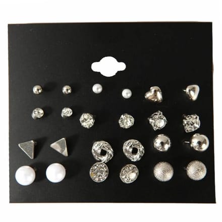 Fako Bijoux® - Oorbellen - Zilverkleurig - Set - 12 Paar