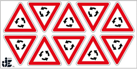 Pas op rotonde sticker - J9 | 5 cm - 10 stuks per vel