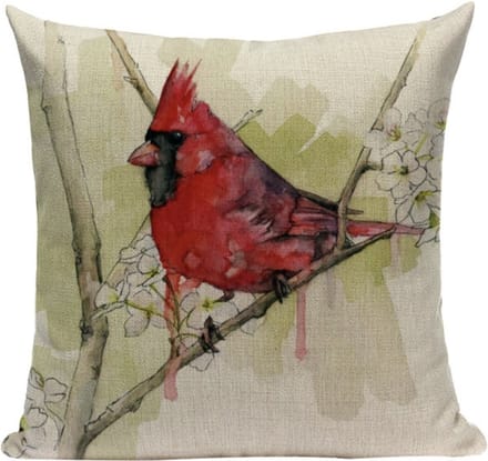 Kussenhoes canvas met Kardinaalvogel 45 x45