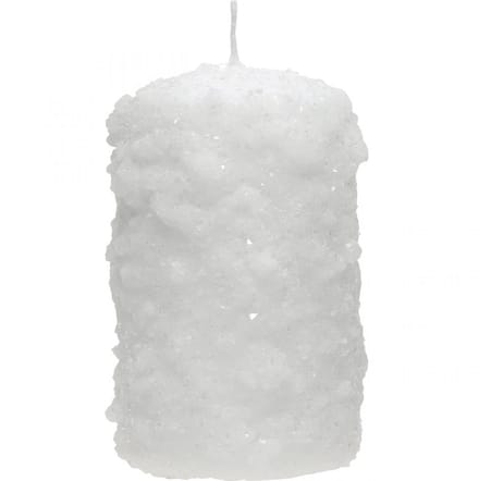 Adventskaarsenset, sneeuwbalmotief, wit – stompkaarsen 100/60mm voor a