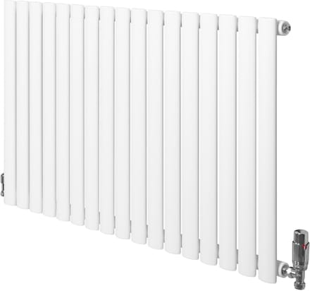 Ovale radiator 1 kolom - 600x1020 mm - wit - thermostaatkraan