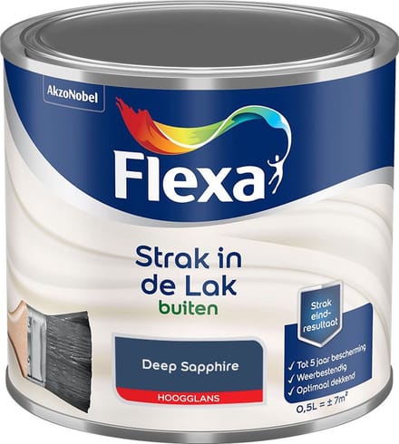 Flexa - Strak In De Lak Buitenlak Hoogglans - Deep Sapphire - Mengverf - 500 Ml