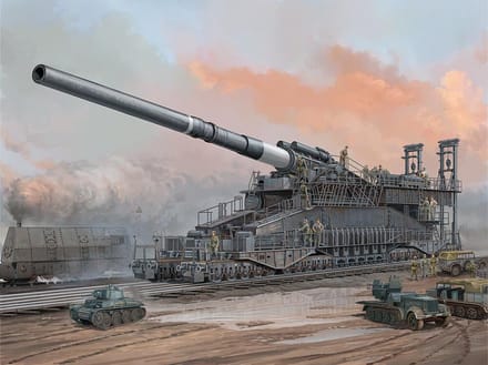 HobbyBoss Modelbouwpakket Militaire voertuigen - 82911 German 80cm K(E) Railway Gun - Dora Plastic - 1:72 - Modelbouw