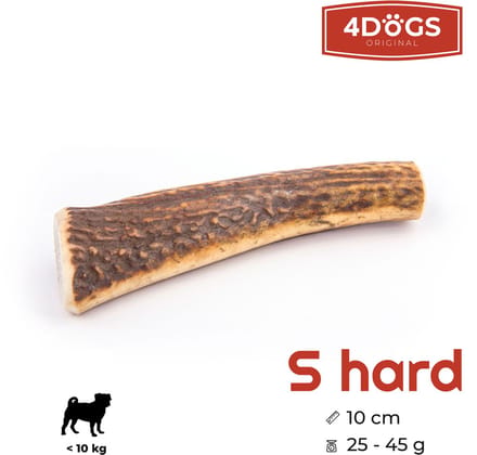 4DOGS – Kauwspeelgoed van hertengewei R-Line – Maat S – Hard – Natuurlijk