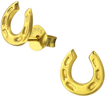 Joy|S - Zilveren hoefijzer oorbellen - 7 mm - gold plated