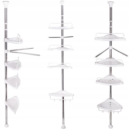 BK - Telescoop Hoekplank voor Douche - Kunststof - Wit - 254-320 cm