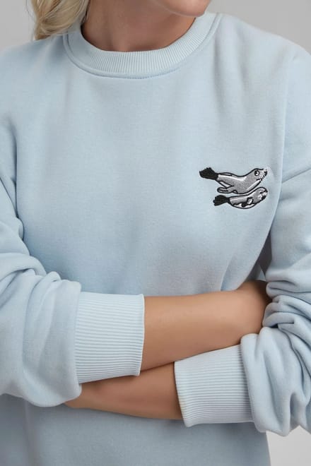 Comfort Dierpatroon Geborduurd Verhoogd Ronde Hals Sweatshirt