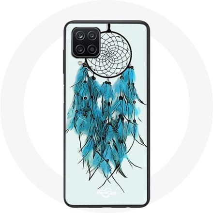 Coque Samsung Galaxy A12 Attrape Rêve Bleu Fond Blanc